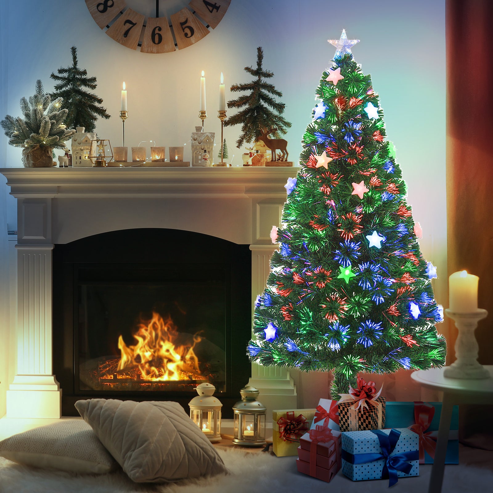4/5ft Prelit Artificial Christmas Tree Star Led | 5ft | Green