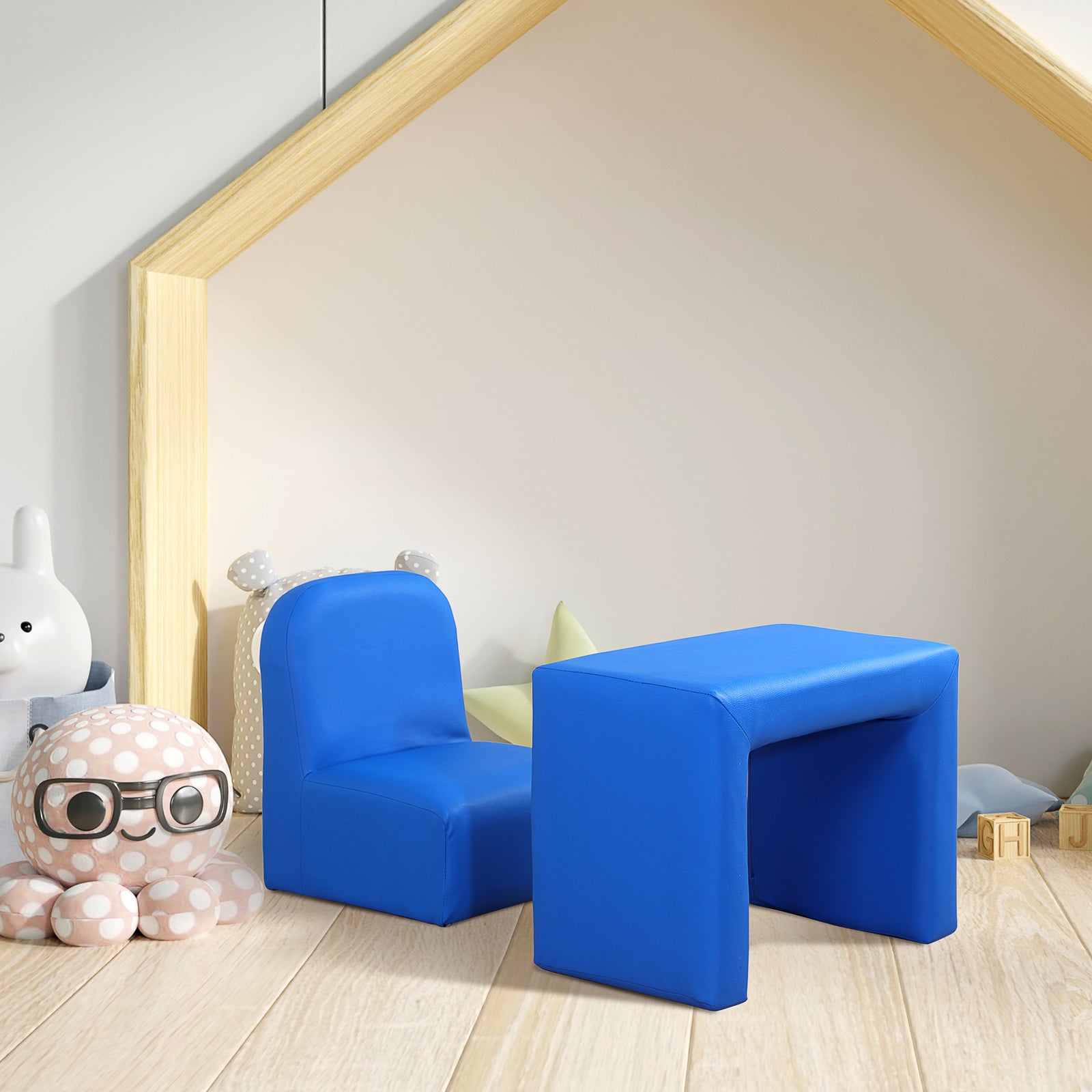 Kids Mini Sofa 2 In 1 Table Chair Set Children Armchair Seat Girl Boys | Blue