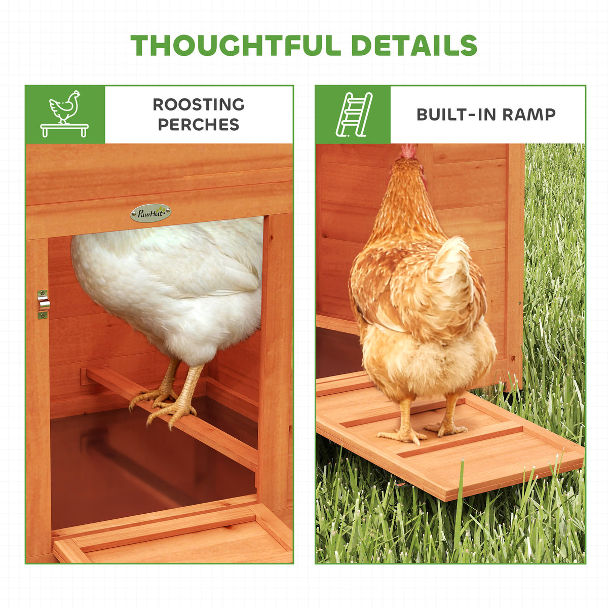 PawHut Chicken Coop, Wooden Hen House With Nesting Box, Pull-out Tray