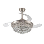 42" Crystal Ceiling Fan With 3 Blades & 3 Color Led Light Modern Dimmable Fan With Remote Control
