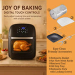 12l Digital Air Fryer Oven With Rotisserie & Skewer Set – 1800w Large Capacity, Touch Panel, 8 Preset Modes, Mesh Tray & Oil Collection Tray