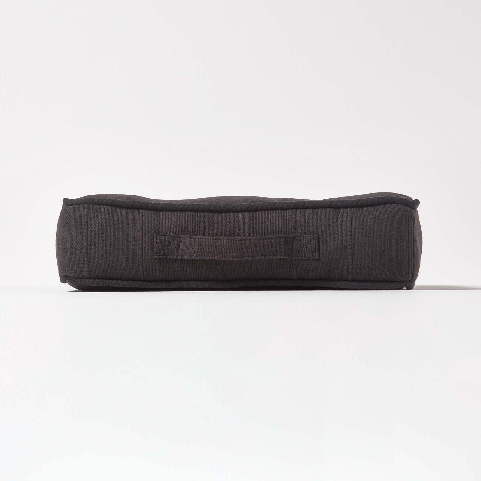 Rajput Ribbed Cotton Floor Cushion | 40cm x 40cm | Black