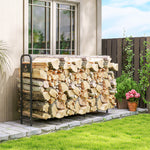 Outsunny Steel Firewood Log Rack, 300 Kg Indoor Outdoor Fireplace