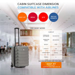 56x45x25cm Hard Cabin Suitcase - Lightweight 2-Wheel ABS Carry On Hand Luggage | Cabin | Charcoal