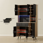 Tall Kitchen Cupboard With Led Lights And Adjustable Shelves, Oak