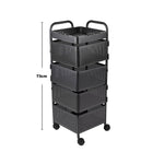 Multi-layer Storage Shelf Trolley 3/4/5 Tier Square Organizer Rack With Swivel Design For Kitchen | Medium | Black
