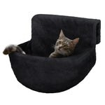 Black Radiator Cat Bed Round Fleece Basket With Foldable Iron Frame