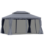 3 X 4m Aluminium Gazebo Marquee Canopy Pavilion Patio Garden | Dark Grey