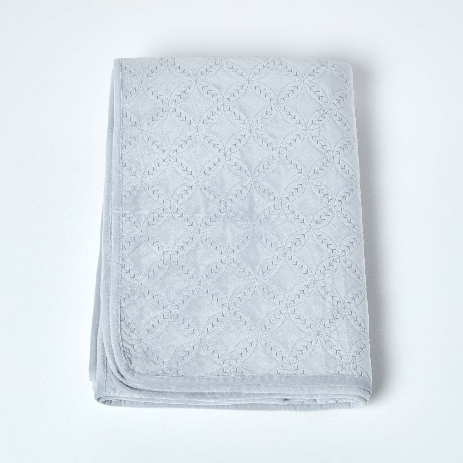 Paragon Diamond Pattern Geometric Velvet Bedspread | 200cm x 200cm | Grey