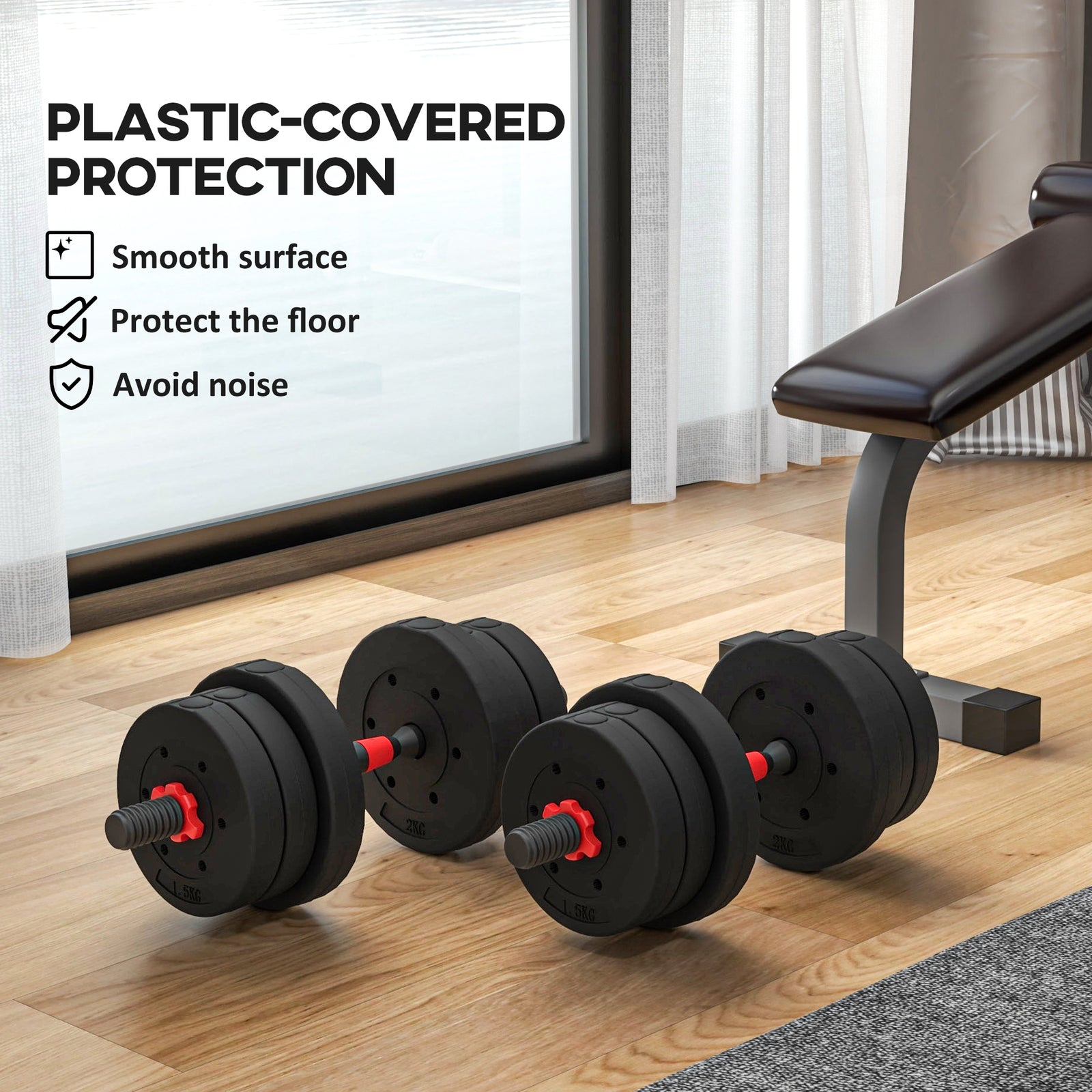 Adjustable 2 In 1 Barbell Dumbbells Set | 20kg | Black