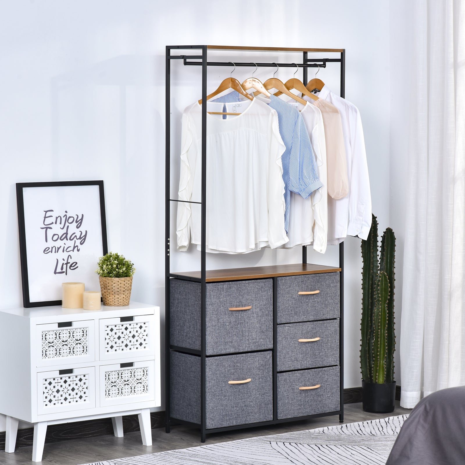 Storage Coat Rack Hallway Bedroom Organiser Shelves Hanger
