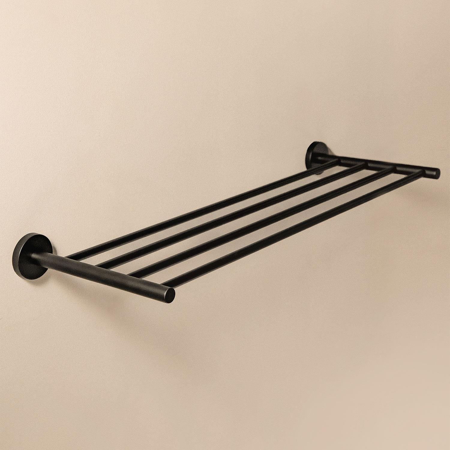 Towel Rack & Shelf, Matt Black, 60cm, Anti-corrosion, Start Collection