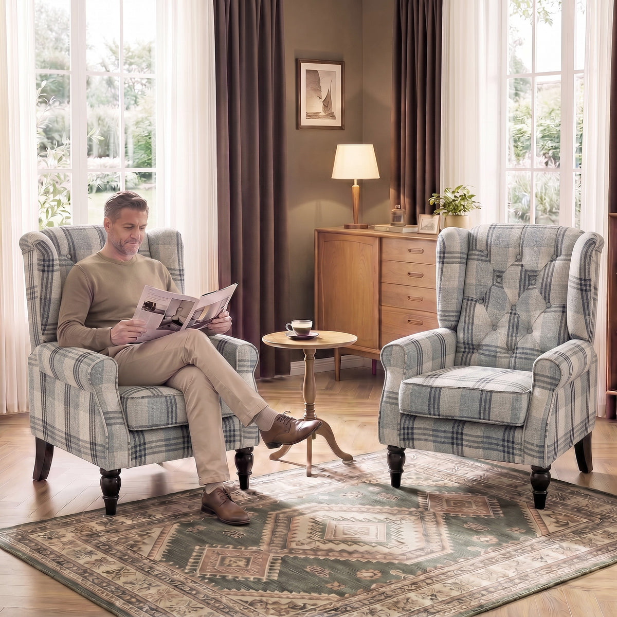 Accent Chair Wingback Armchair Retro Tufted | Multi Colour
