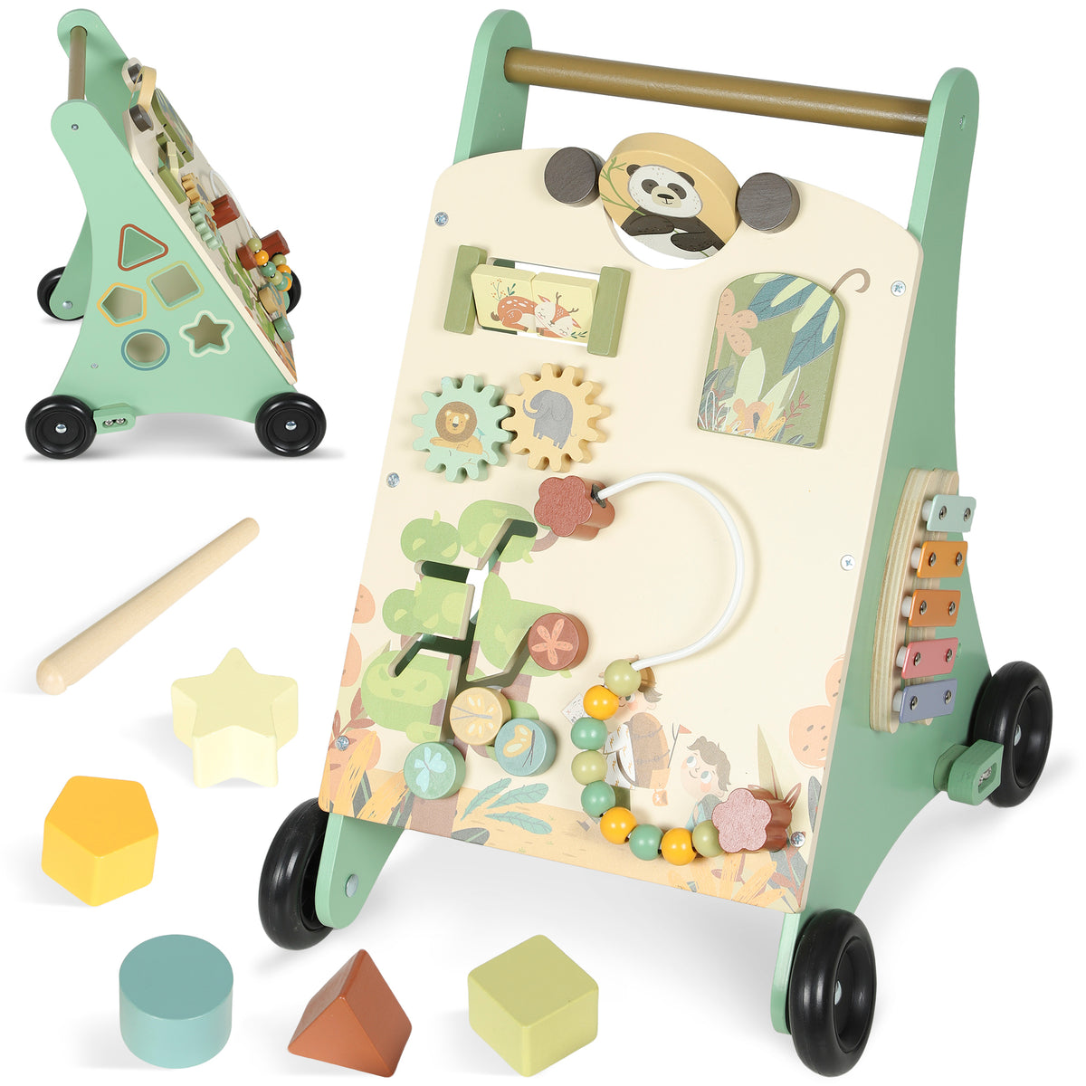AIYAPLAY Wooden Baby Walker With Speed Control, Montessori-inspired Centre