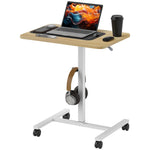 Standing Desk Mobile Overbed Table W/ Wheels For Home Office | Brown