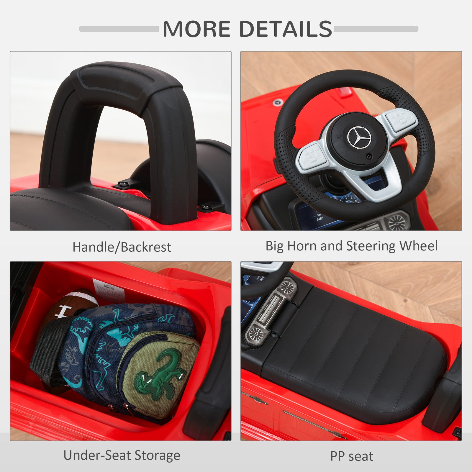 Benz G350 Kids Ride On Sliding Car W/ Under Seat Storage No Power | Red