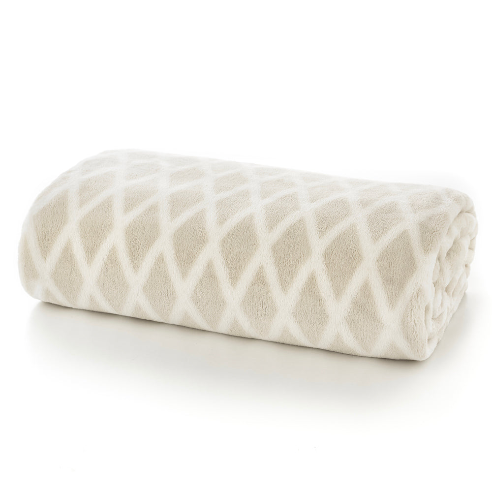 Ravenshead Printed Heavyweight Supersoft Fleece Throw | 150cm x 180cm | Beige
