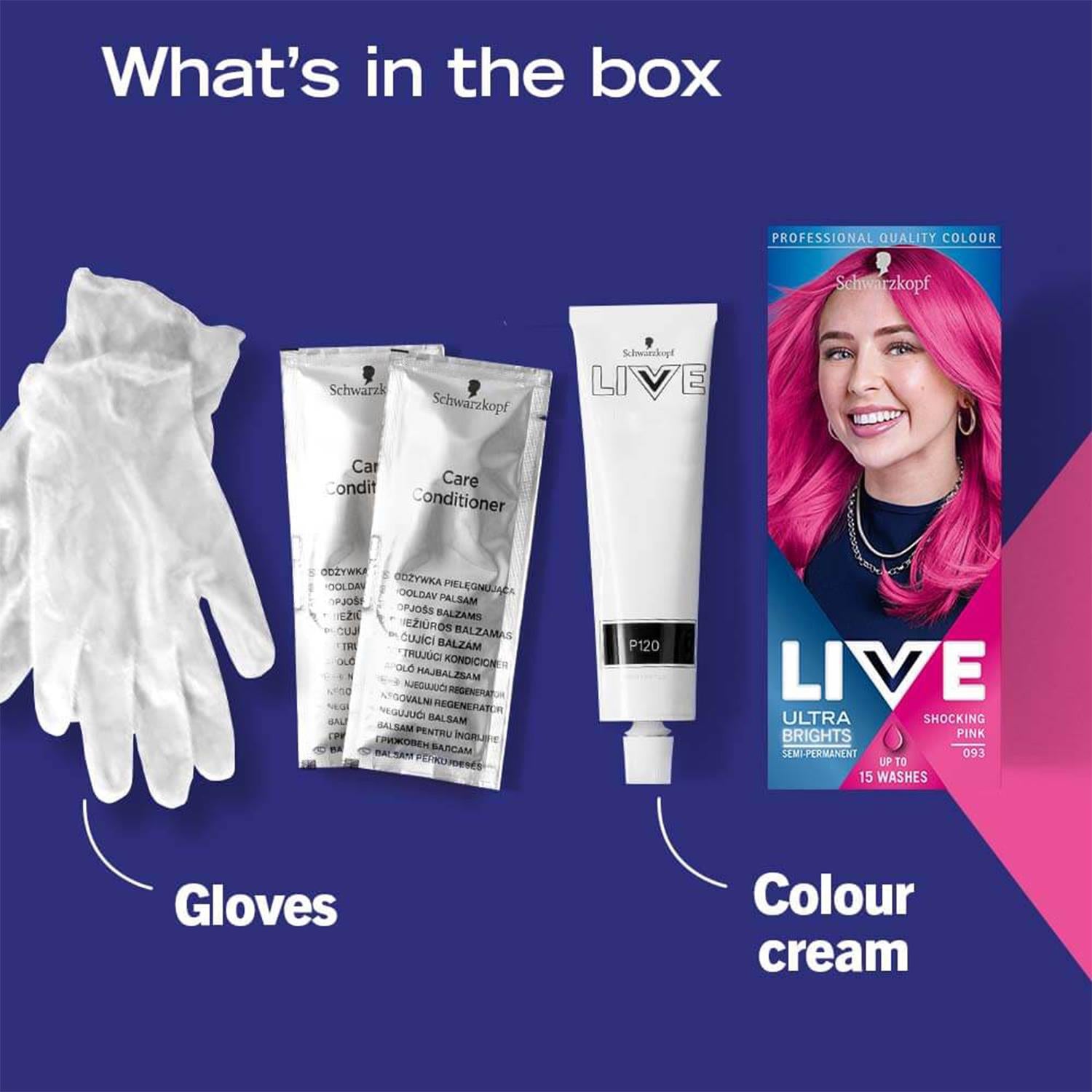 Live Shocking Pink Semi-permanent Hair Dye, Ultra Brights 093 3x