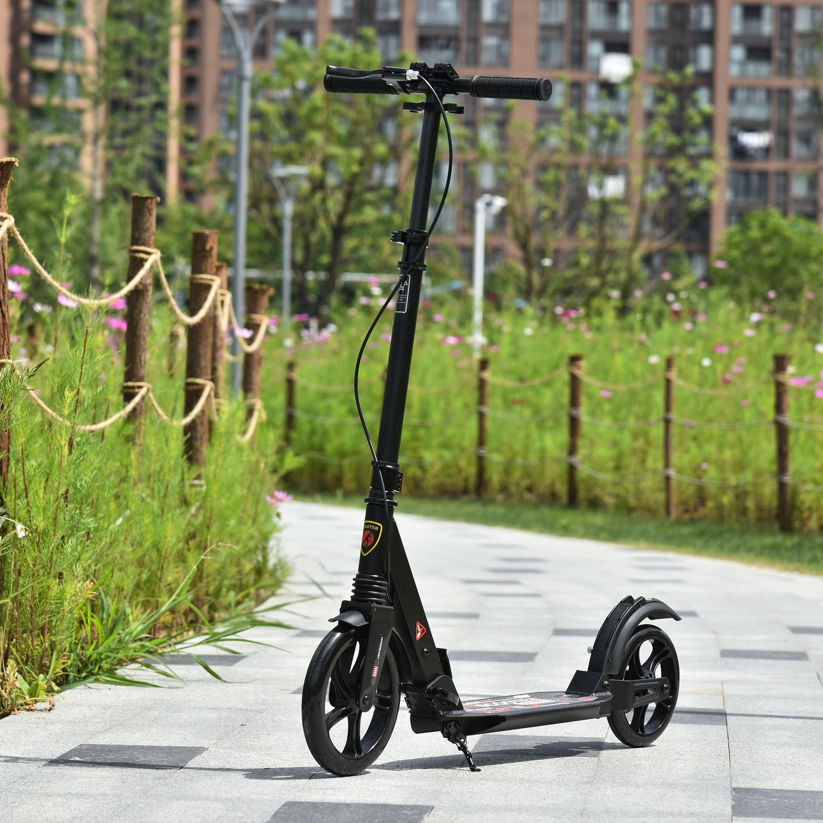 Teens Adult Kick Scooter Foldable Adjust 14+ W/ Dual Brake | Black