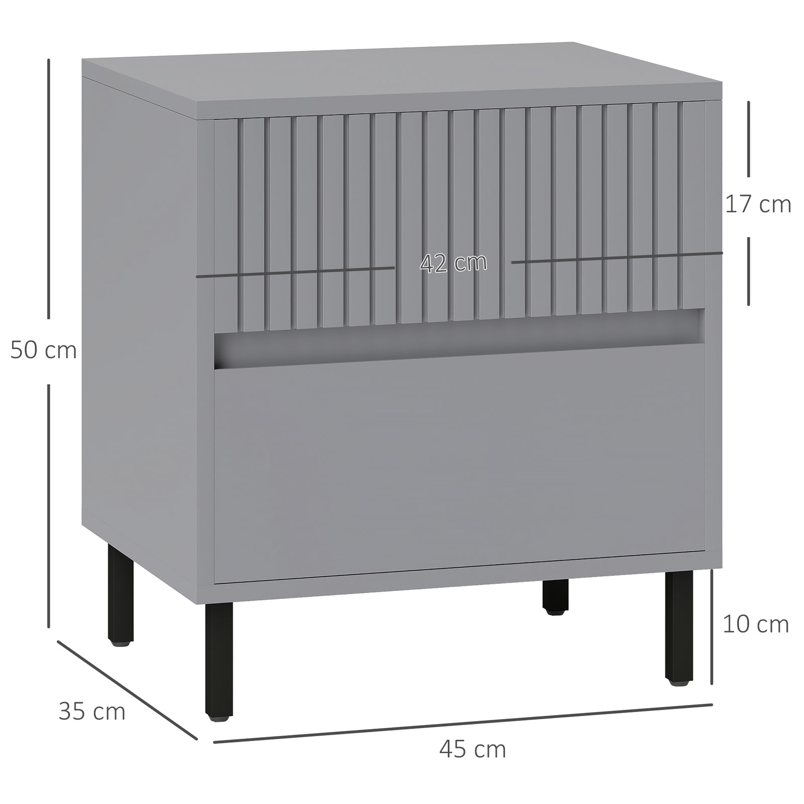 Bedside Table With 2 Drawers And Steel Legs For Bedroom | One Size