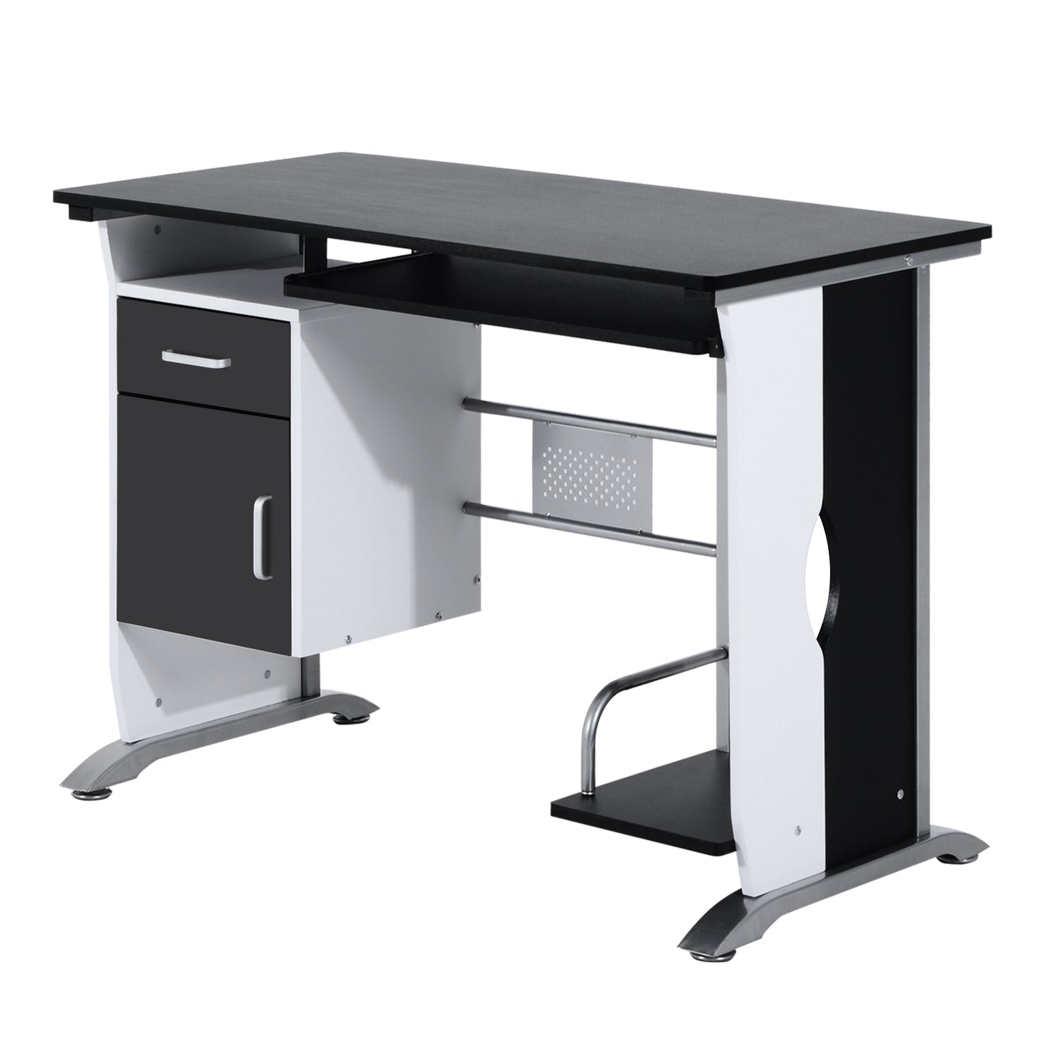 Computer Desk With Drawer, Wooden Workstation | Black
