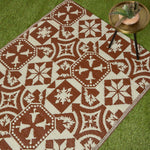 Luxury Outdoor Rug Waterproof Reversible For Garden Patio, Brown Tile Mosaic