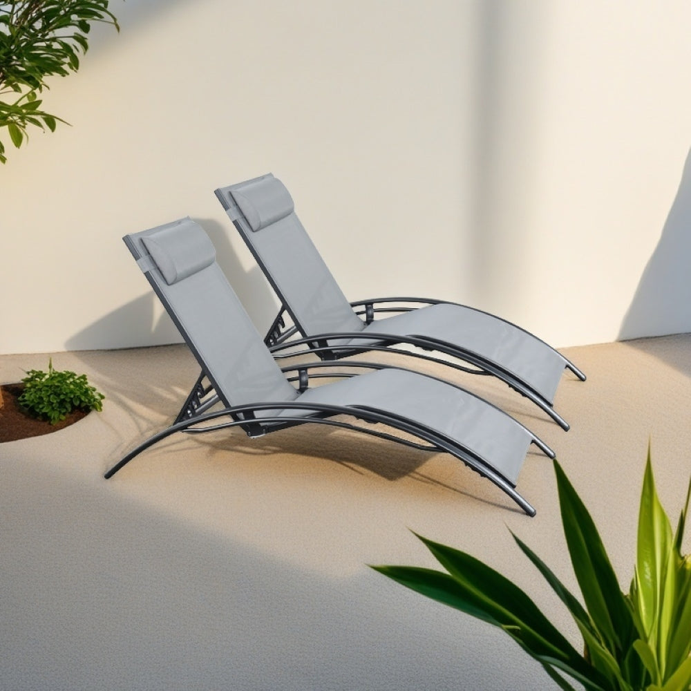 Pair Of Bali Sun Loungers | Set of 2 | Grey