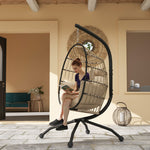Egg Chair Outdoor Indoor Garden Swing Chair, Folding Basket | Khaki