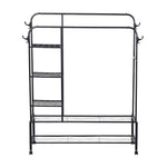 Double-rod Clothes Rack With Shelves And Wheels