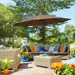 3m Garden Parasol W/ Crank & Base | Brown