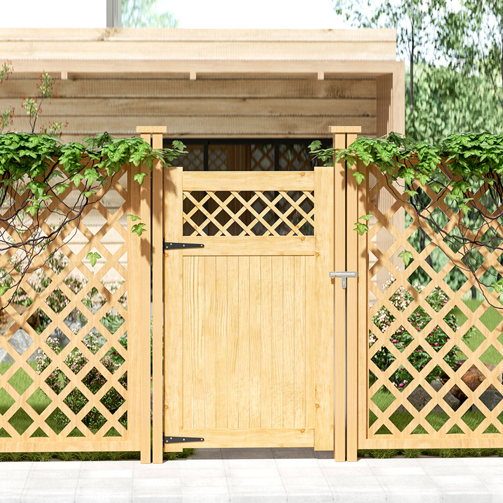 90cm W X 90/120/150/180cm H Diyspace Rhombus Garden Wood Fence Gate | 150cm