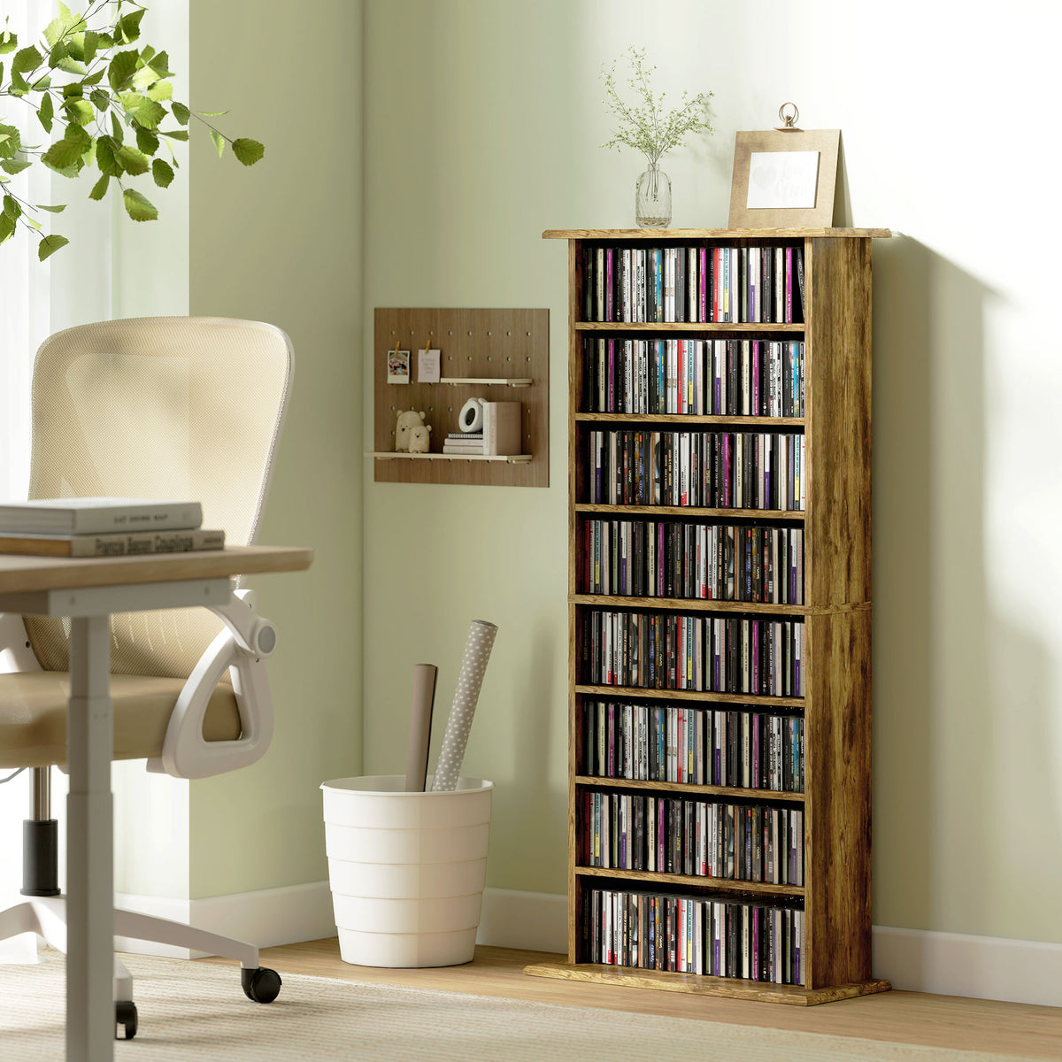 HOMCOM Cd Storage Unit Dvd Tower Blu-ray Storage Shelf For Living Room