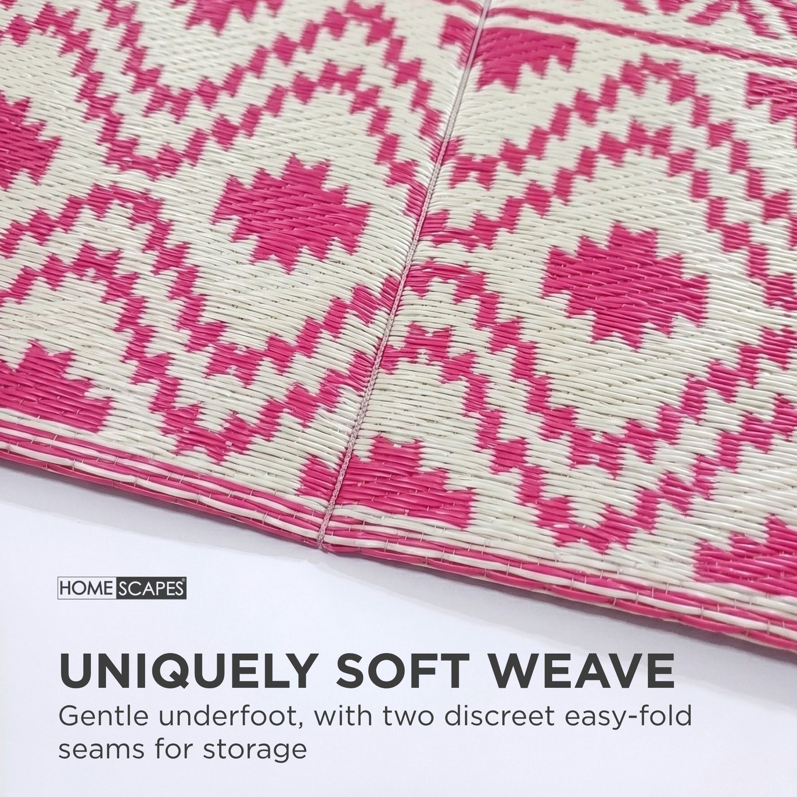 Luxury Outdoor Rug Waterproof Reversible For Garden Patio 100% Recycled, Pink Tia Aztec | 150cm x 240cm | Pink