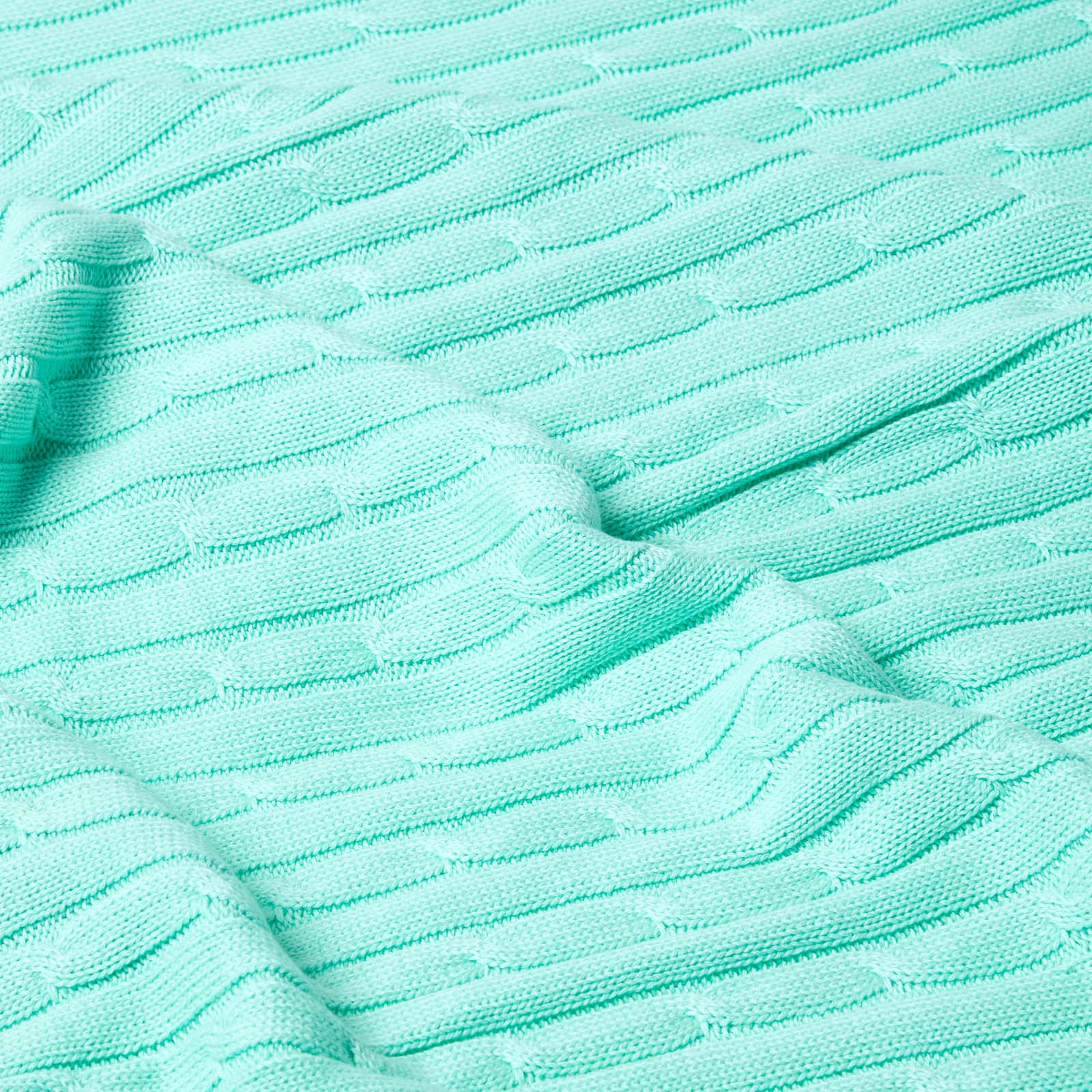 Combed Cotton Cable Knit Throw | 130cm x 170cm | Green