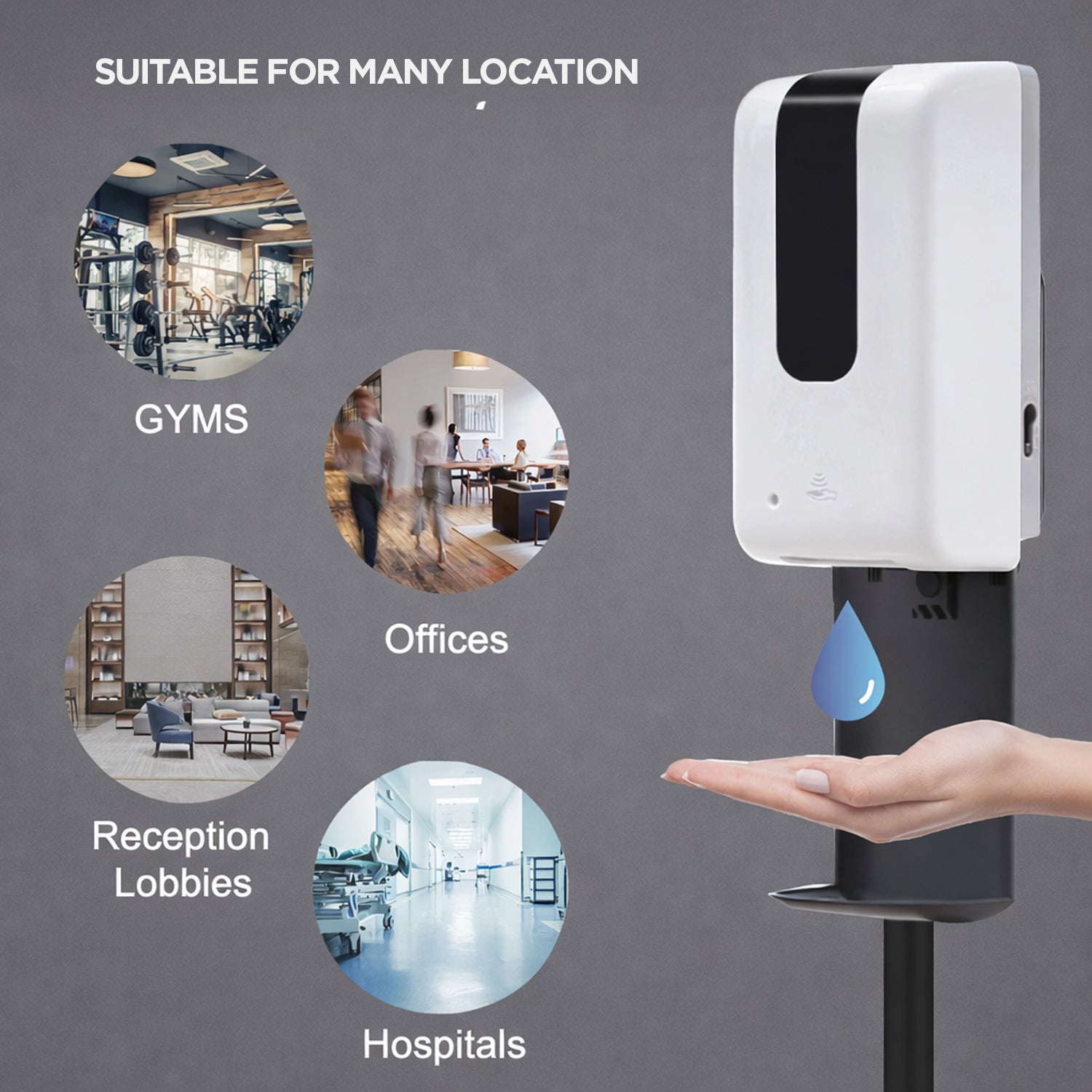 Automatic Hand Sanitiser Dispenser with Infrared sensor, Bracket & Stand