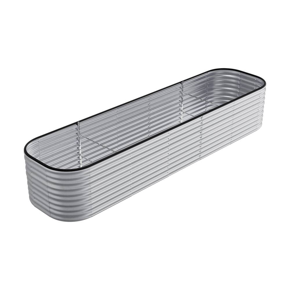 240/320cm W X 80cm D X 56cm H Large Raised Garden Bed Kit Oval-shaped Galvanized Steel Raised Garden Bed With Safety Edging & Ground Stakes | Large | Galvanized Silver