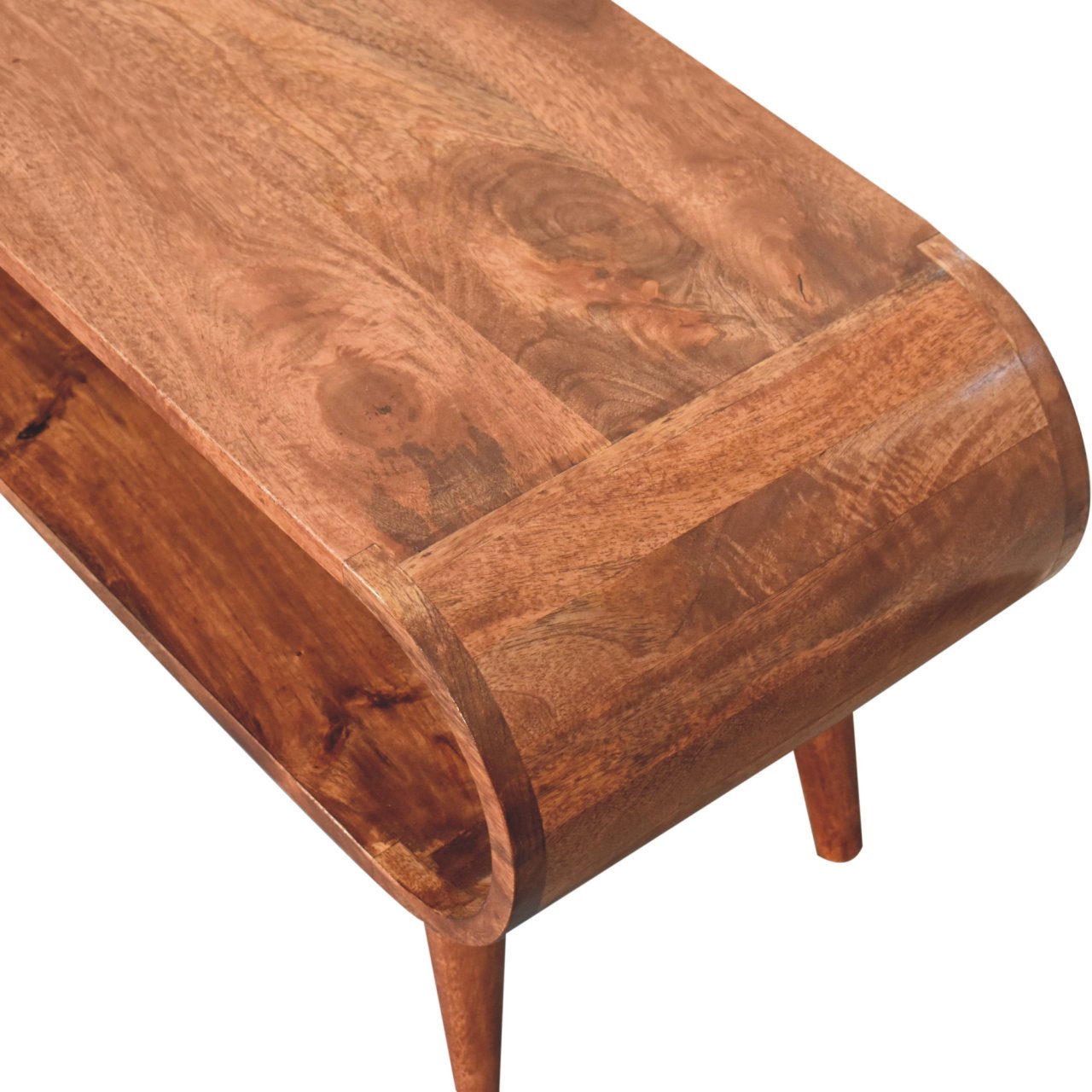Solid Wood Amaya Nordic Style Honey Caramel Coffee Table, Open Slot, Light Brown