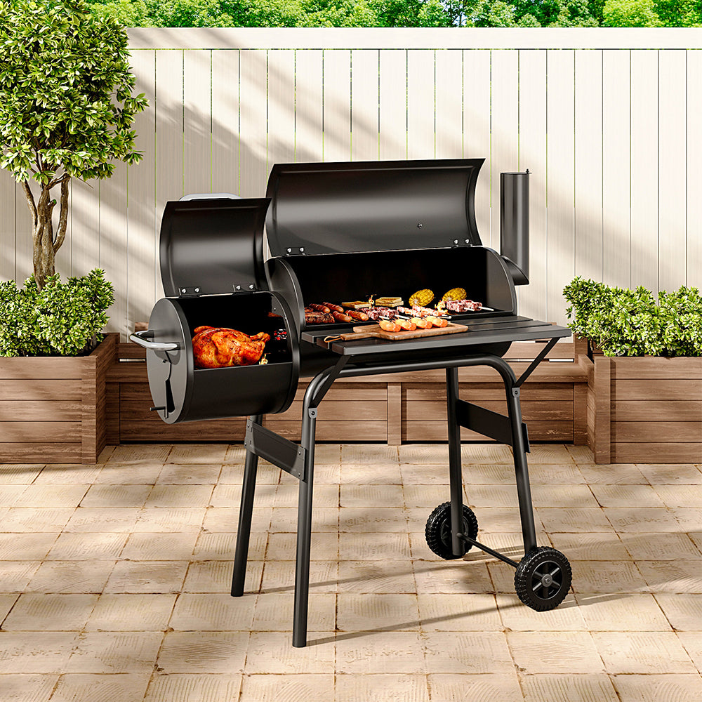 Outdoor Charcoal Bbq Grill With Portable Trolley Wheel