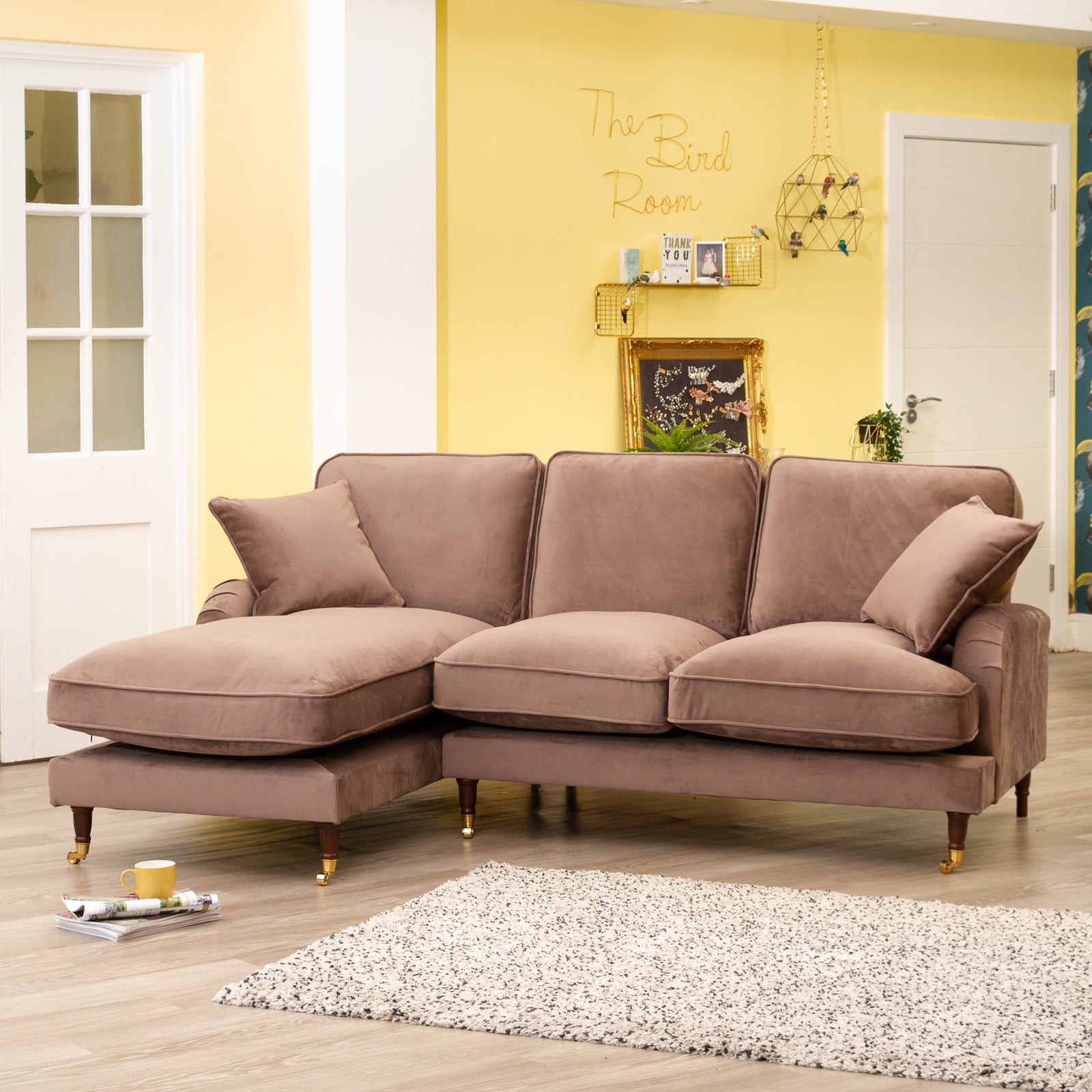 Mackenzie Left Hand Facing Velvet Corner Sofa | 4 | Taupe