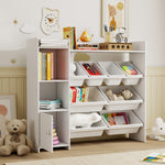 Toy Storage Unit With 8 Removable Bins, Storage Shelves, Cabinet | White