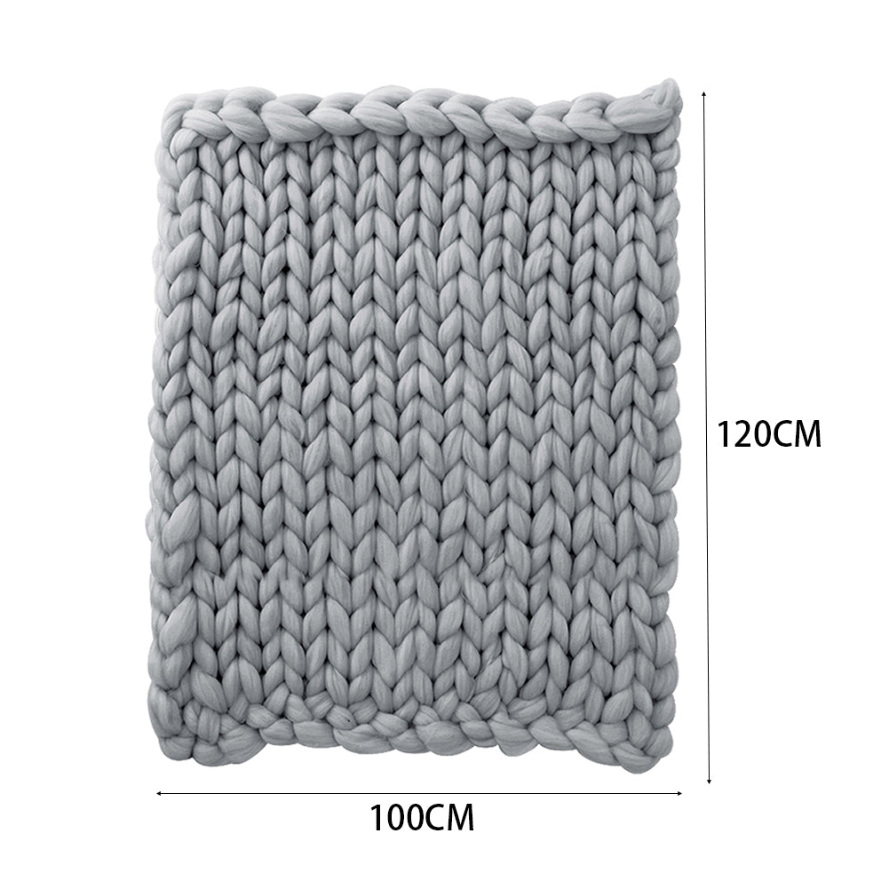 Chunky Knit Throw Blanket – Handwoven Soft Thick Yarn Blanket For Couch, Bed | Small | Grey