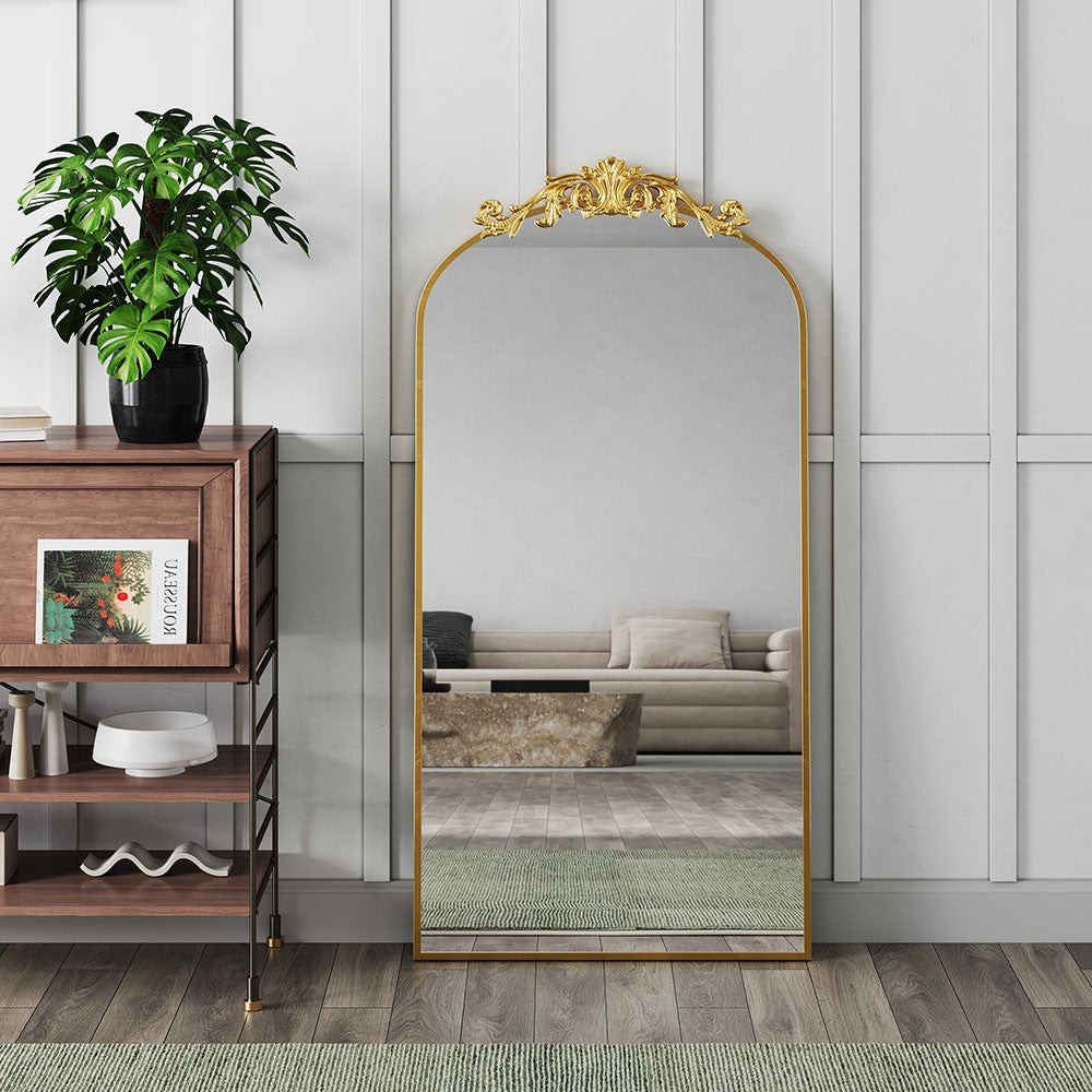 Vintage Classic Gold Arched Mirror, 60cmx90/120/180 Cm,wall Hanging Vintage Accent Mirrors | Medium | Gold