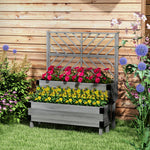 2-tier Wooden Raised Bed With Trellis, Garden Planter
