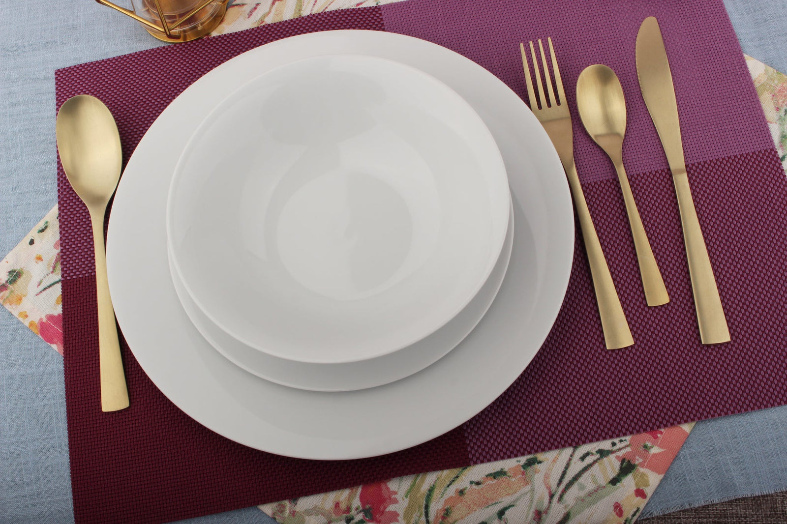 Dinner Set 12 Pc Rim White Porcelain Dinnerware Plates Bowls