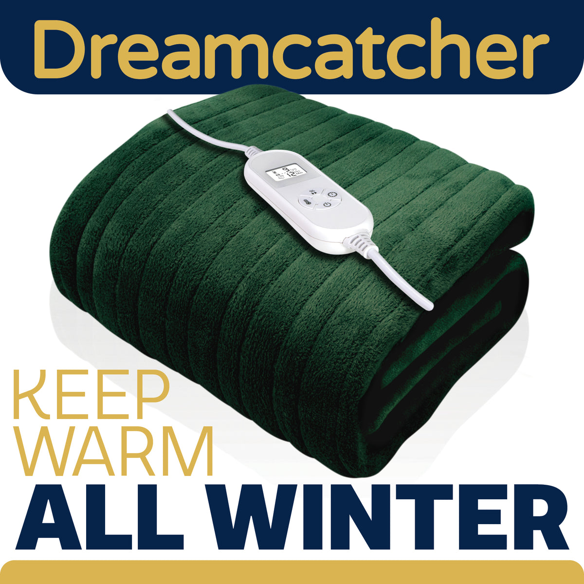 Deluxe  Xl Electric Throw Heated Double Over Blanket Soft Fleece 9 Heat & 12hr Timer Settings | XL | Green