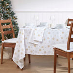 Gold Snowflake Christmas Tablecloth | 137 x 228cm | White