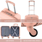 45x36x20cm Lightweight Underseat Cabin Carry On Suitcase - 100+ Airline Approved - Hard Shell Luggage - 4 Wheels | 45 x 36 x 20cm | Rose Gold