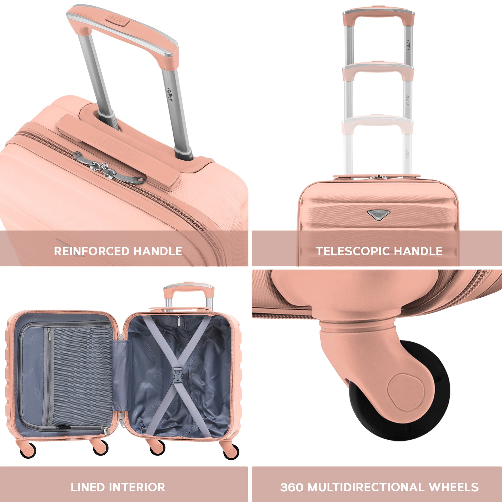 45x36x20cm Lightweight Underseat Cabin Carry On Suitcase - 100+ Airline Approved - Hard Shell Luggage - 4 Wheels | 45 x 36 x 20cm | Rose Gold