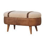 Artisan Furniture Solid Wood Tan Buffalo Boucle Nordic Bench, Upholstered