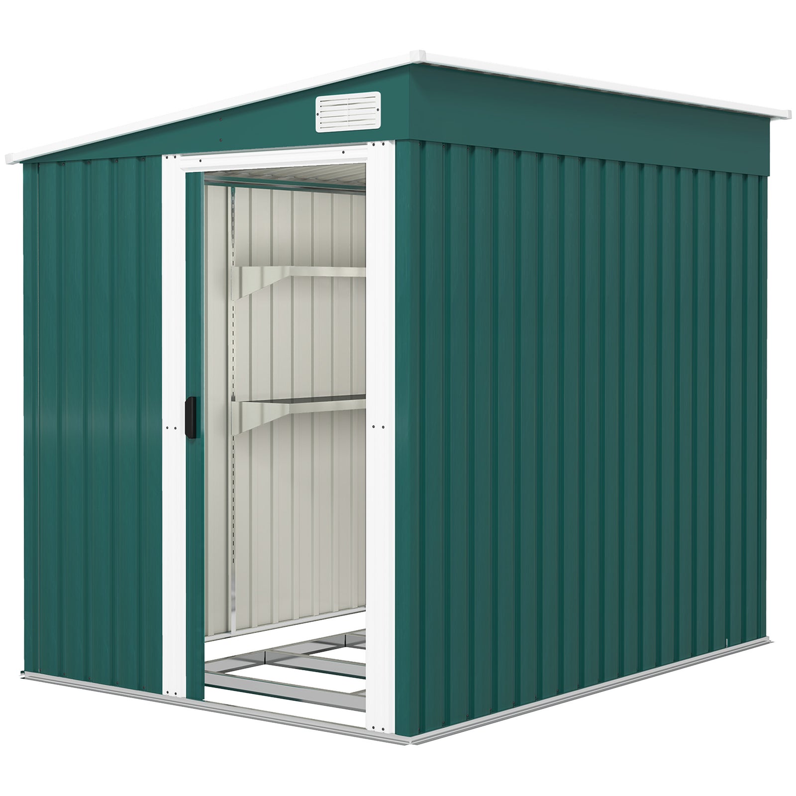 Outsunny 7x5ft Garden Shed With Foundation, Sliding Doors, Vents
